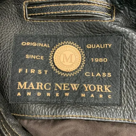 ANDREW MARC Size M Brown Distressed Leather Zip Up Jacket